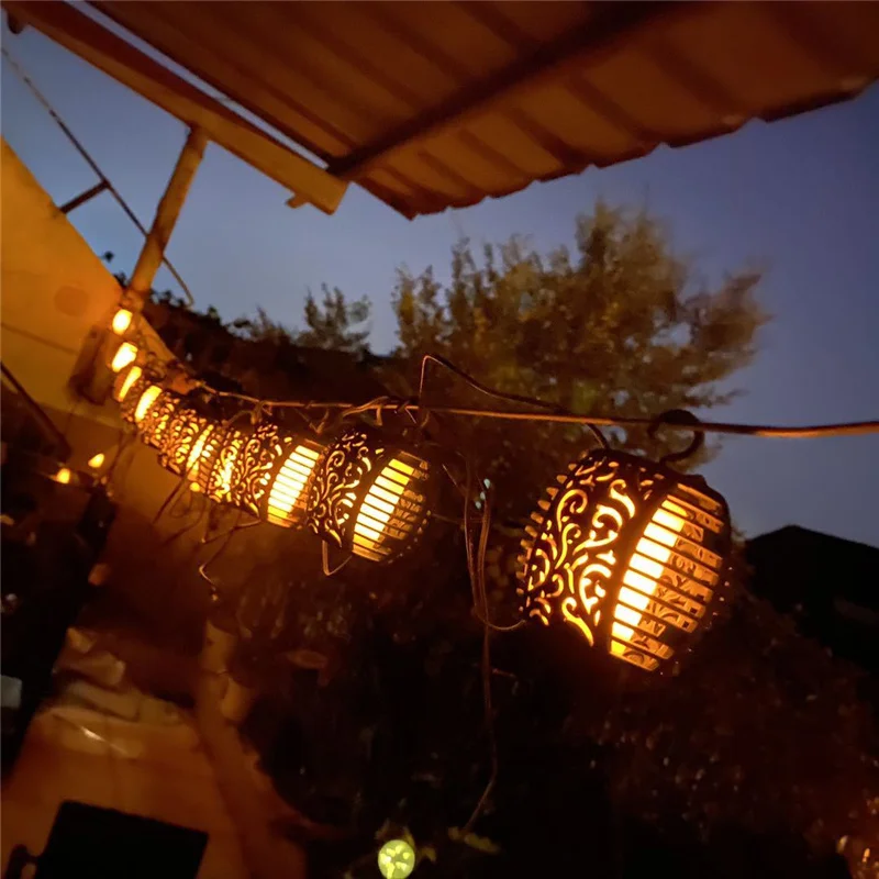 

solar led light outdoor solar lamp Patio Flickering Flame Hanging Lantern Lights fairy garden lights outdoor Christmas Lights
