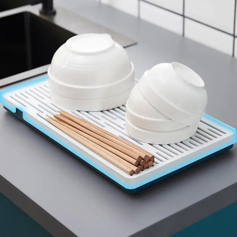 

Drying Bowls Shelf Cutlery Tray Double Layer Detachable Hollowed for Kitchen