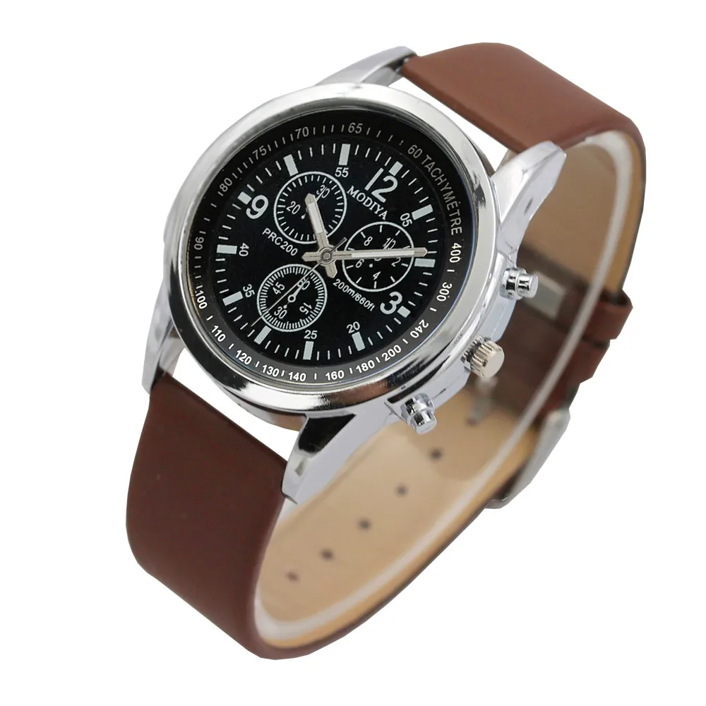 Men's Watches Luxury Brand Wrist Watch Fashion Three Eye Quartz Business Blue Glass Belt Clock Men Reloj Hombre | Наручные часы