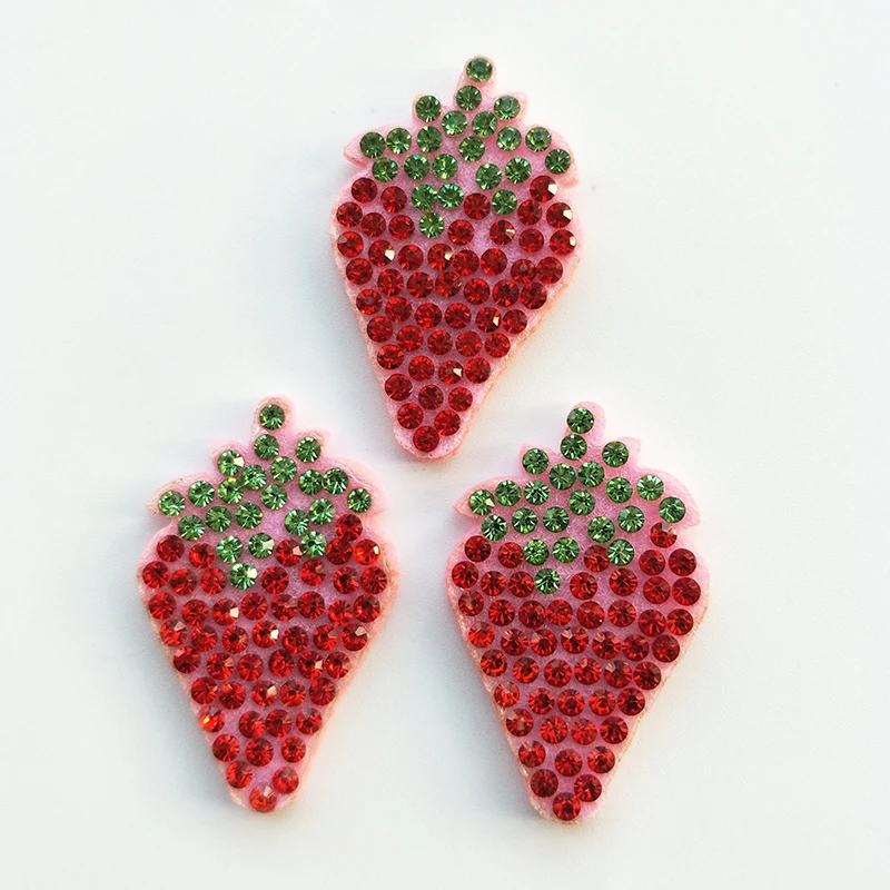 

30pcs/lot 3.2*2cm red color Strawberry diamond Appliques patches for Hat decoration Supplies DIY Hair Clip Accessories