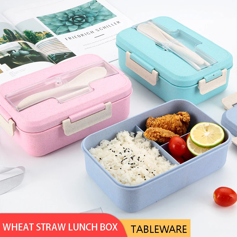 

2021 Wheat Straw Insulation Lunch Box Cutlery Set Portable Lunch Box Sealed Lunch Box Student Compartment Lunch Box