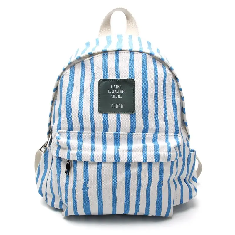 

Women Canvas Stripes Backpack Large Capacity Daypack Travel Bookbag Teenagers Girls Schoolbag