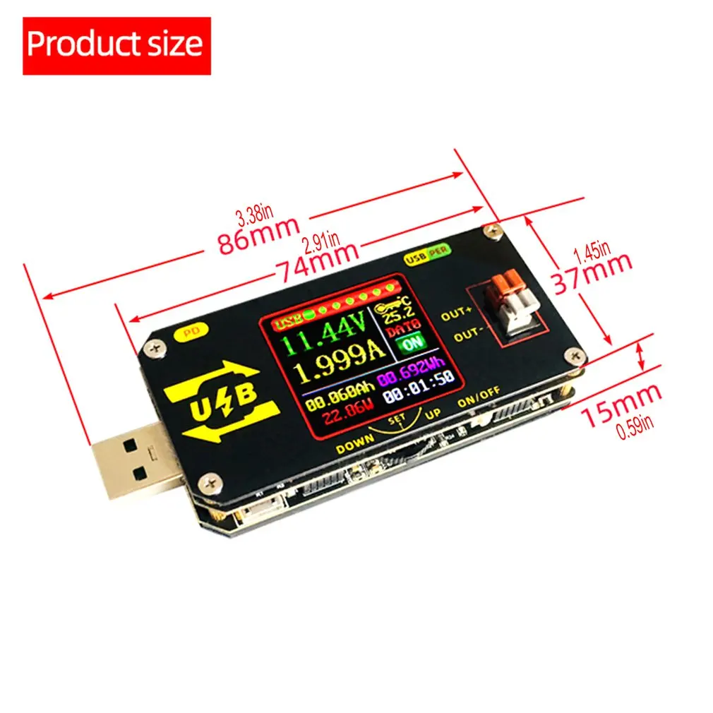 

USB Color Screen Charging Tester Numerical Control Voltage Buck And Boost Power Supply Charger Tester