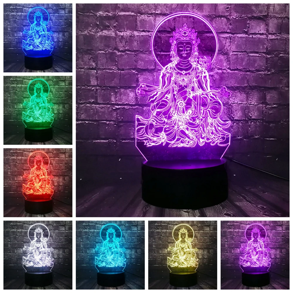 Лампа Будды Avalokitesvara светодиодная лампа для сна 3D домашнего декора|smile lamp|figure lamplamp