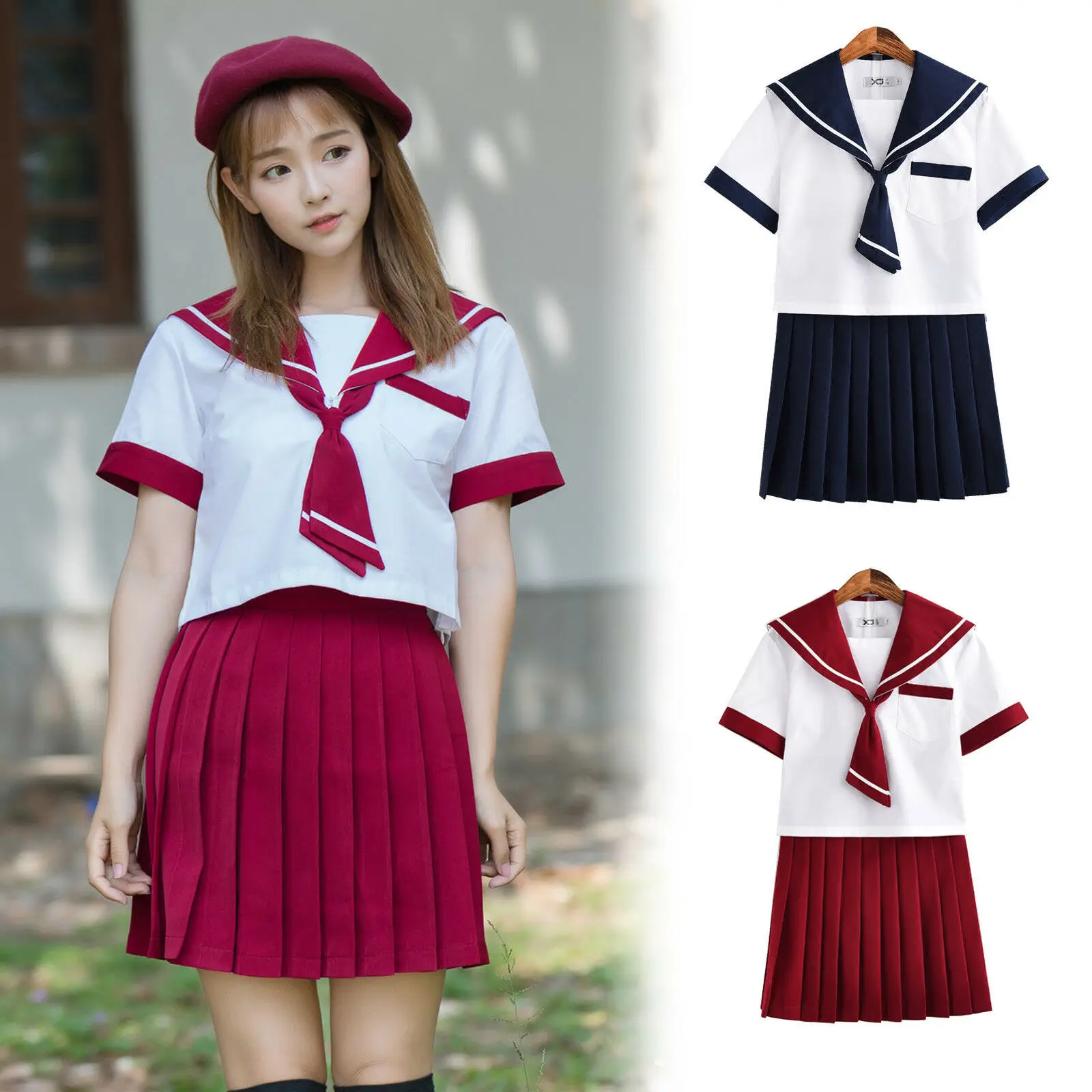 

Japanese College Style Jk Campus Uniform Soft Sister Basic Sailor Suit Class Suit Cosplay Halloween