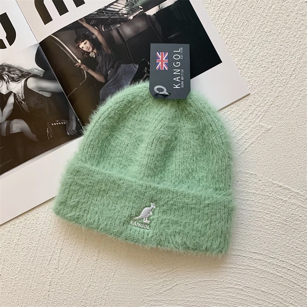 Вязаная шапка Kangol из норкового флиса зимняя новейшая брендовая плюшевая