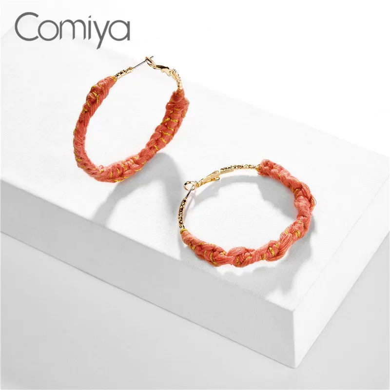 Comiya Korean Dangle Earrings Gold Color Zinc Alloy Aros Cotton Rope Brinco Jewelry Indian Accessoreis Feminino Earring | Украшения и