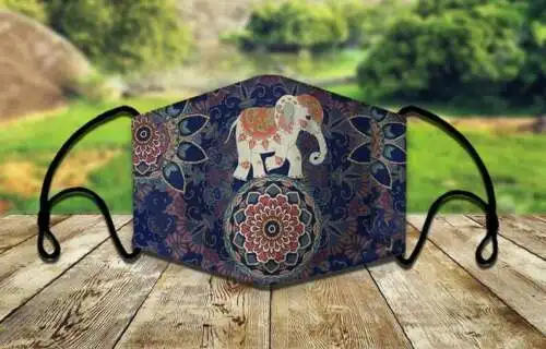 

Mandala Flower Yoga Elephant Face Mask Washable Reusable Face Mask