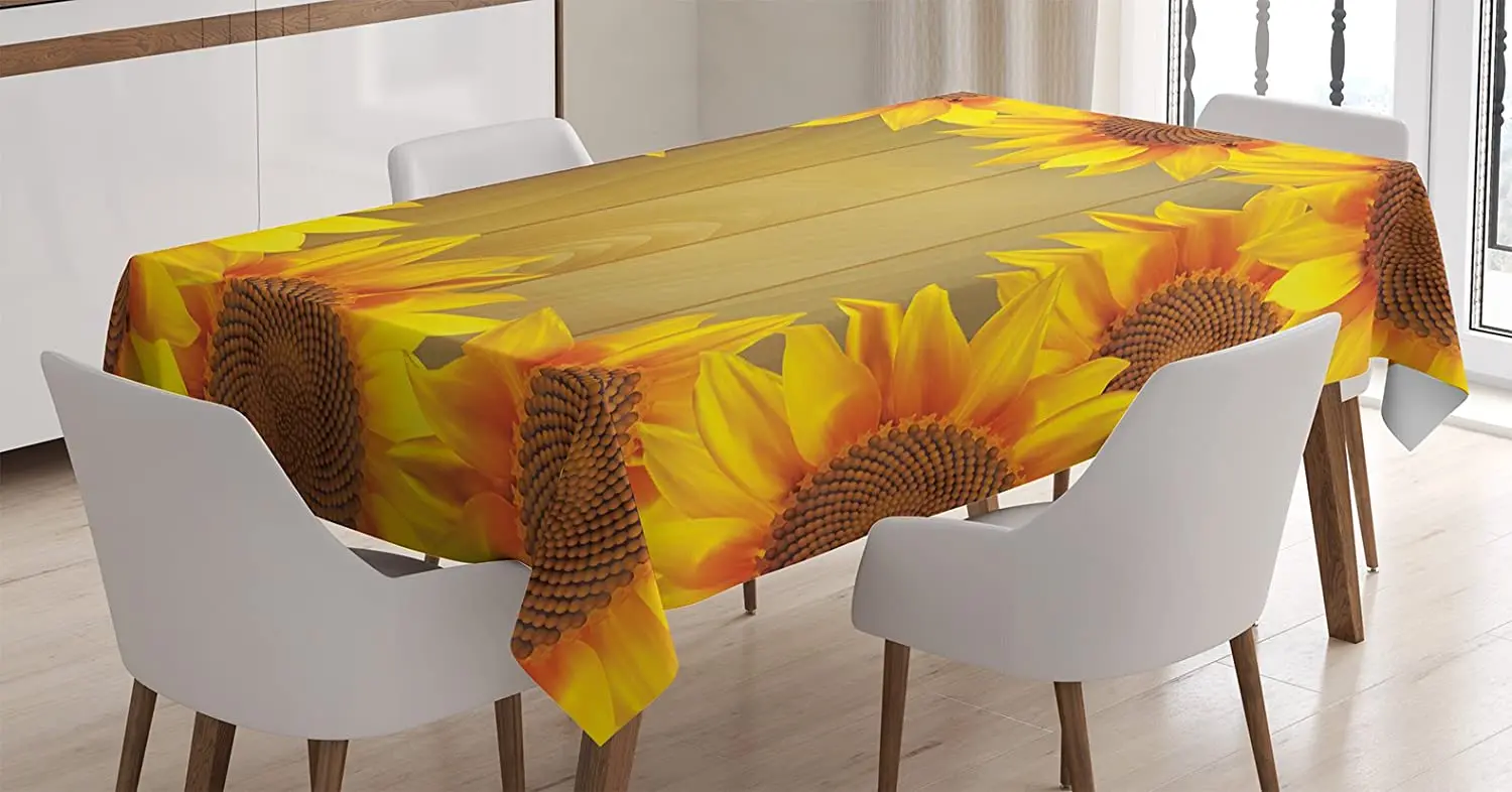 Sunflower Arranged in a Circle on a Wooden Background Flower