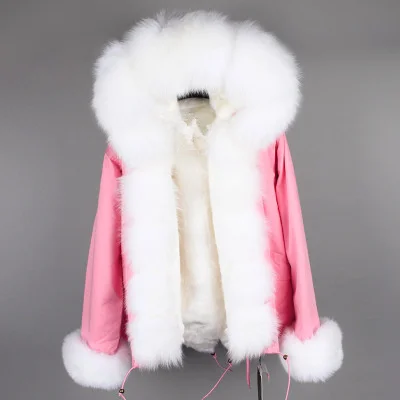 27 OFTBUY, парка, зимняя куртка для женщин, большой натуральный Лисий мех, воротник, теплая Толстая парка, верхняя одежда, зимнее пальто, женское меховое пальто - Цвет: 27