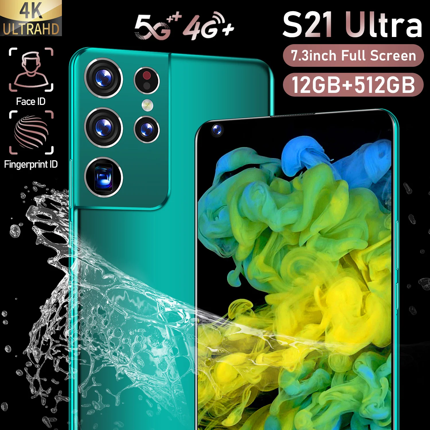 

2021 Global Version 7.3" S21Utra Smartphones 512GB 6800mAh Unlocked 48MP Android10 Dual SIM Mobile Phone Deca Core Samsug