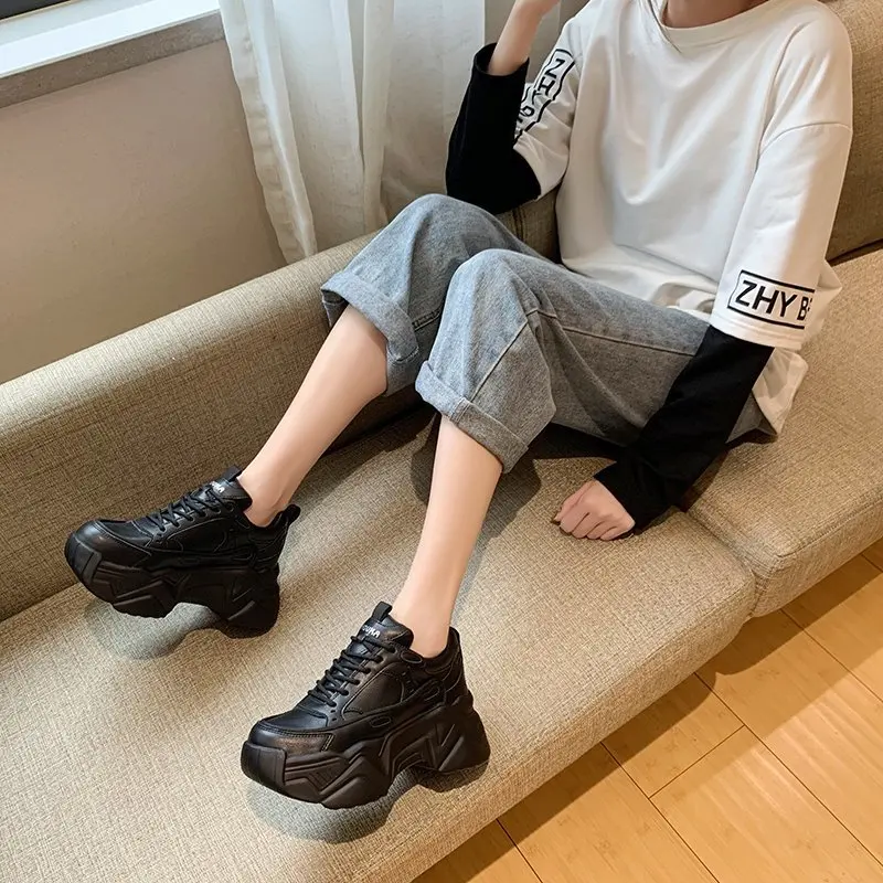 

Women Thick Soles Sneakers 2021 Spring Casual High Platform Shoes Breathable Female Vulcanized Shoes Woman Chunky Sneakers New