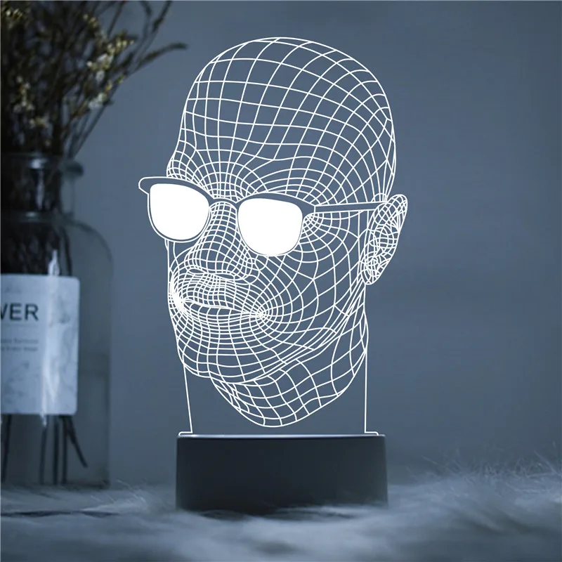 

LED 3D Glasses Man Designer Doctor Professionals Acrylic Night Lamp Light Luminary with Touch and Remote Lamps Lights Decoration