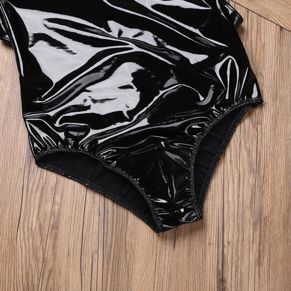 Мужской латексный боди сексуальный клубный костюм Wetlook из искусственной кожи Цельный купальник без рукавов на спине с комбинезон на молнии комбинезон