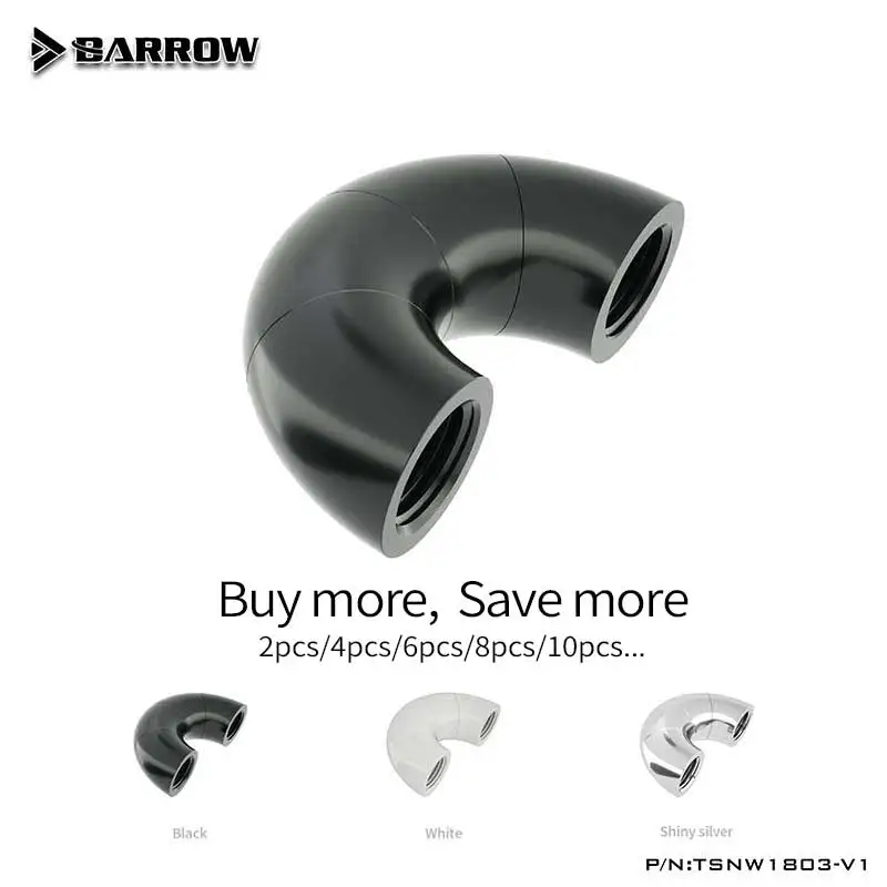 

Barrow water cooler 180 degree zigzag rotatable fittings,G1/4 TSNW1803-V1 four-stage female to female rotatable computer accesso