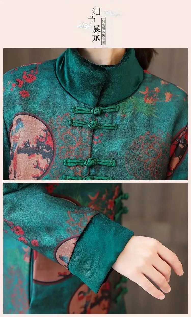 Embroidery Chinese Style Retro Women Cheongsam X-long Wool Cashimere Coat Warm Coats Elegant Fashion Clothes Personal | Женская одежда