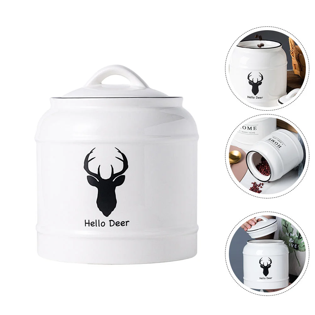 

1pc Ceramic Sealed Jar Dried Fruit Storage Jar Cereal Airtight Canister