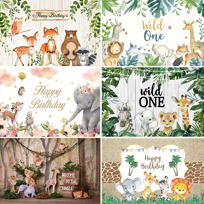 

Tropical Jungle Safari 1st Wild One Newborn Baby Birthday Party Photozone Family Shoot Photography Backdrop Photo Background