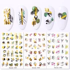 Золотая водная наклейка для ногтей, 1 шт., летние Переводные картинки с цветами, листьями, слайдер, фольга для ногтей, переводная наклейка, украшение для ногтей