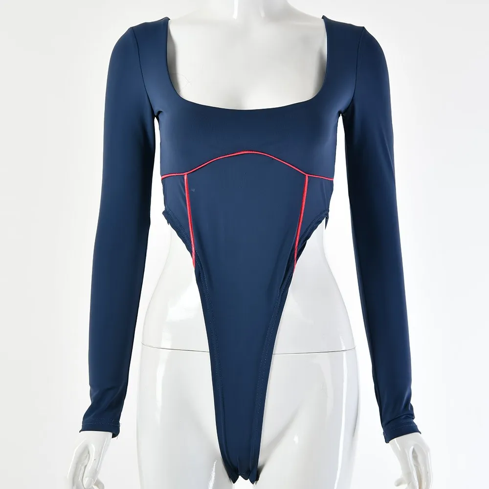 Fitness Bodycon Sexy Bodysuit Women Rompers O-Neck Long Sleeve Summer Jumpsuit Striped Wpmen Outfits Basic Playsuit | Женская одежда