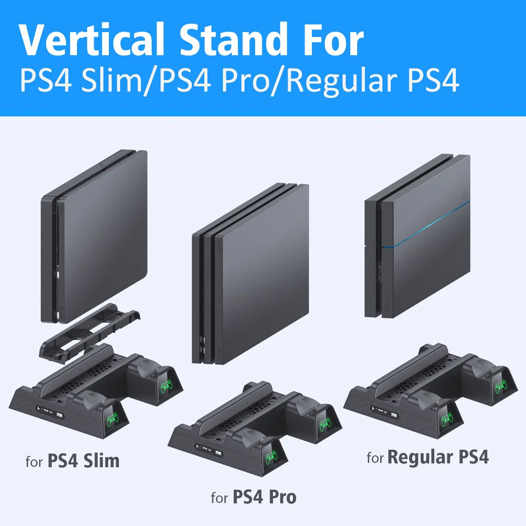 for ps4ps4 slimps4 pro controller charger console vertical cooling stand charging station dock card storage for playstation 4 free global shipping