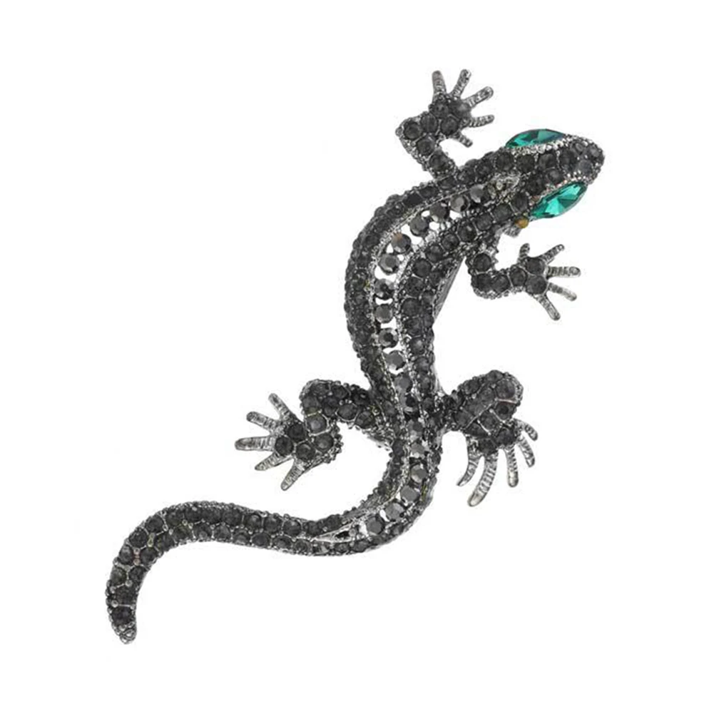 Винтажная Брошь унисекс в виде ящерицы со стразами булавка на лацкан значок