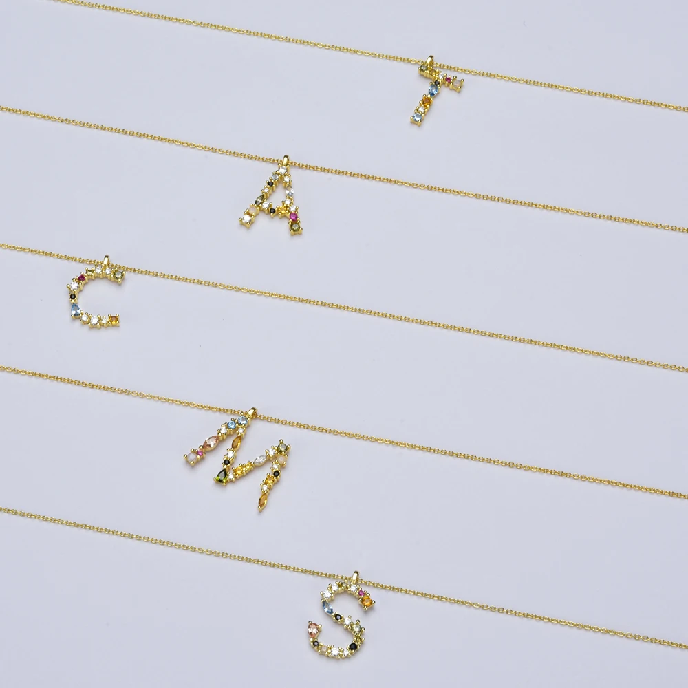 2021 Fashion A-Z Alphabet Letter Pendant Necklace Personalization Stainless Steel Initial Letter Necklace Jewelry Monogram Opals