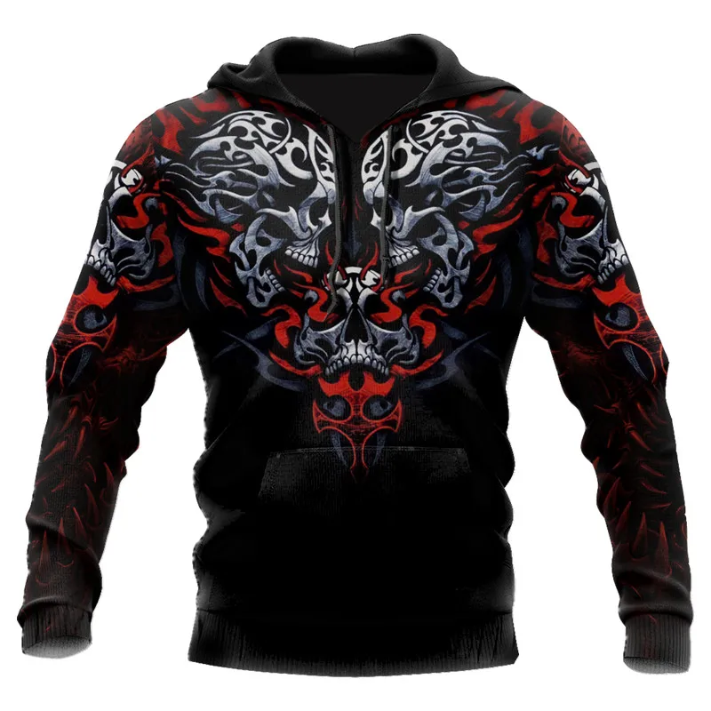 

Мужская толстовка с 3D-принтом черепа, уличная одежда в стиле Харадзюку, повседневная толстовка унисекс, пуловер на молнии, осенняя модная од...