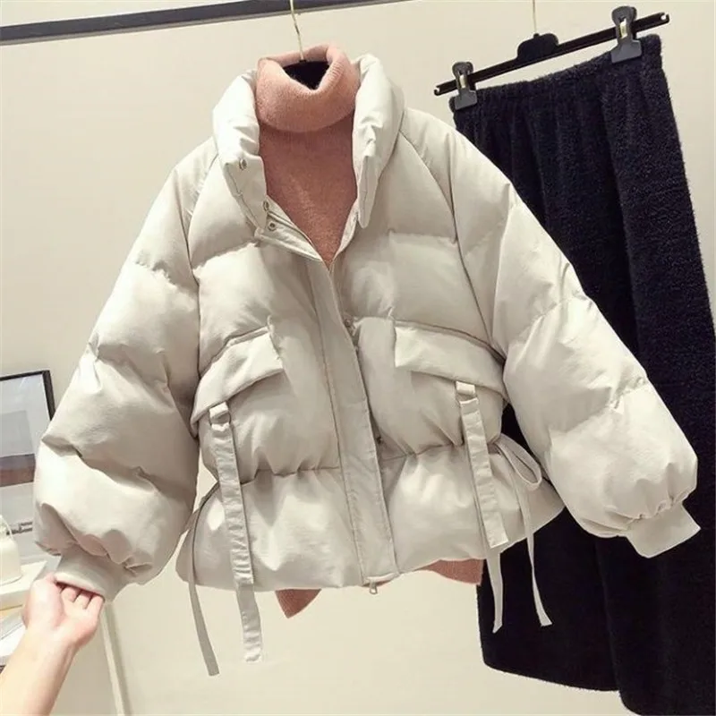 

Nice Pop Winter Women's Jacket Thick Warm Bomber Jackets Cotton Padded Parka Coat Female Loose Puffer Parkas Oversize Outwear