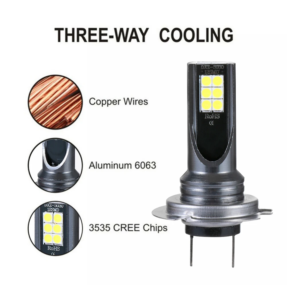 Светодиодсветодиодный лампы 2 шт./компл. H7 12 В 6000 К 110 лм|Передние LED-фары для авто| |