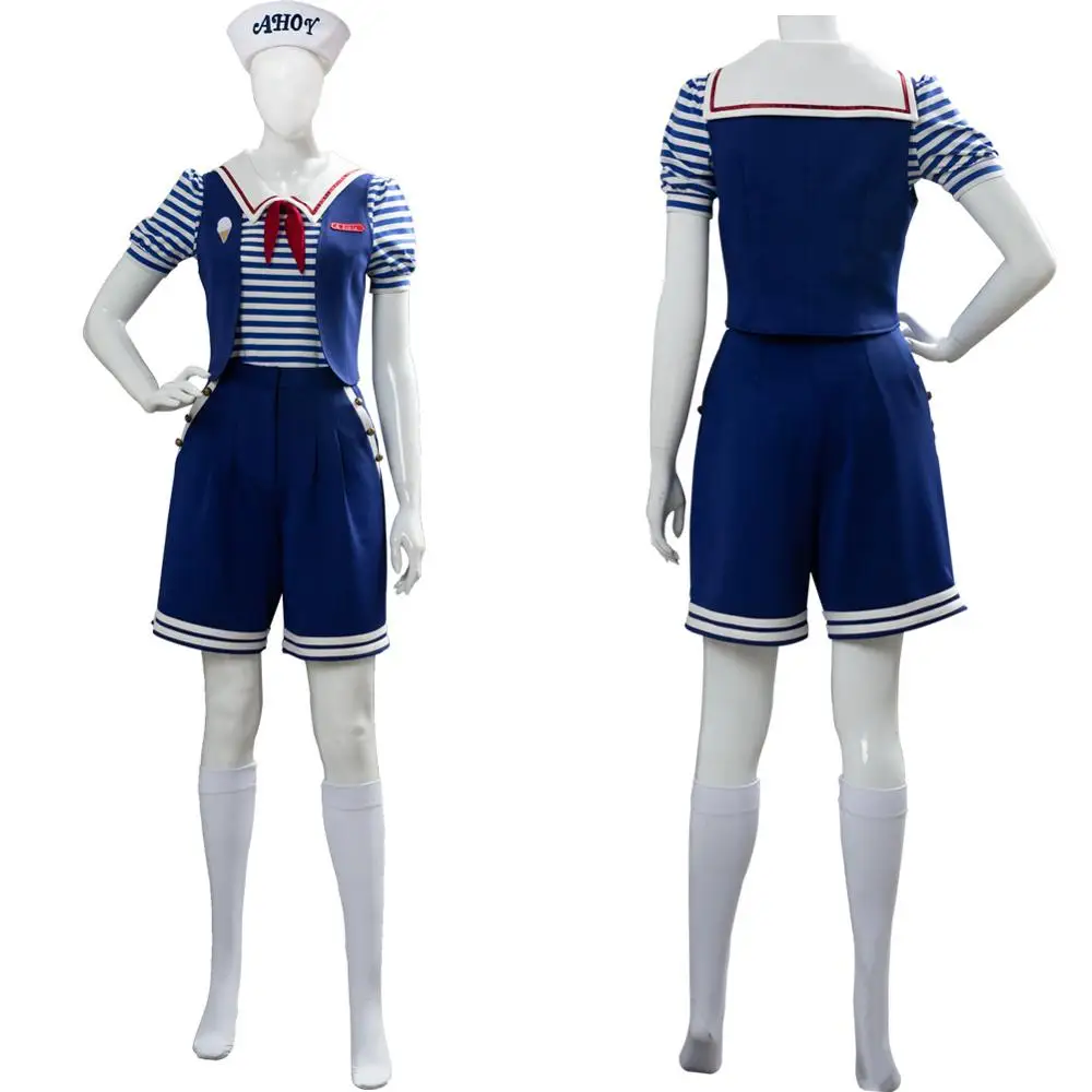 

Stranger Cosplay Things 3 Cosplay Robin Costume Scoops Ahoy Robin uniform Sailor Suit outfit Halloween Carnival Costumes