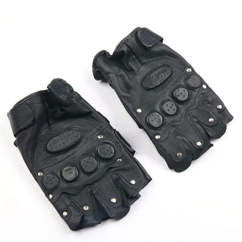 1 пара мужские кожаные перчатки с заклепками для вождения тактические черные без