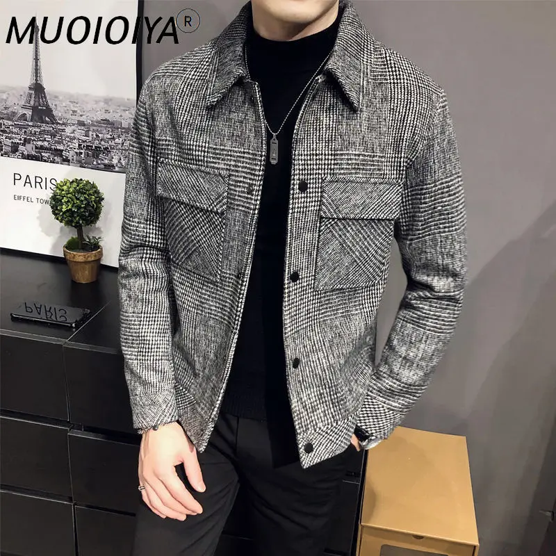 

Men 2021 Autumn Winter Wool Trench Jackets Male Casual Slim Fit Warm Overcoats Men Woolen Steetwear Windbreaker Coats O250