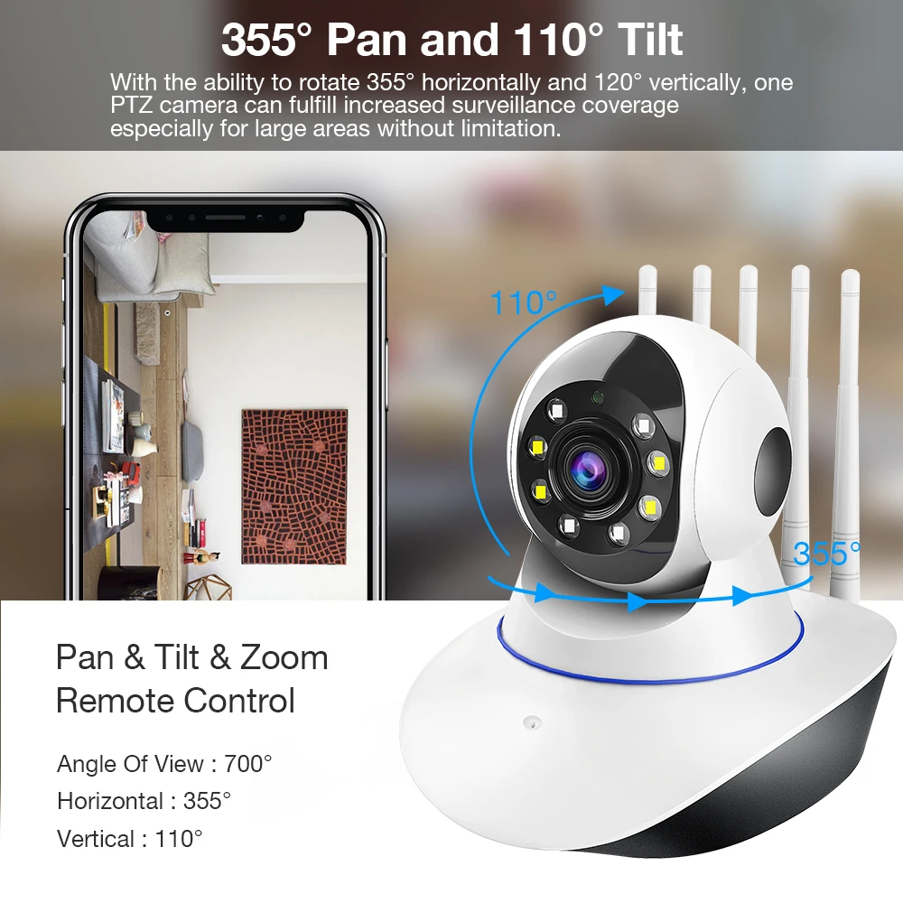 Беспроводная IP-камера видеонаблюдения 3 Мп 1080P | Безопасность и защита