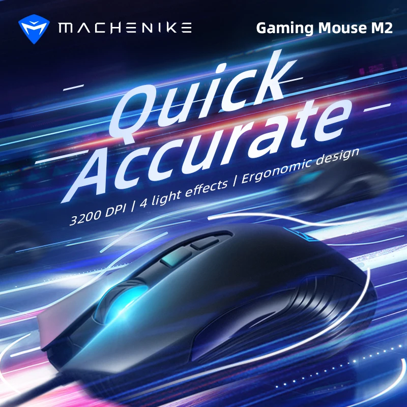Machenike мышь M2 игровая RGB подсветильник 3200 DPI Мышь для геймеров 4 светильник вых