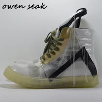 20ss owen seak men shoes high ankle luxury trainer leather spring boots lace up casual hip hop sneakers zip flats shoes