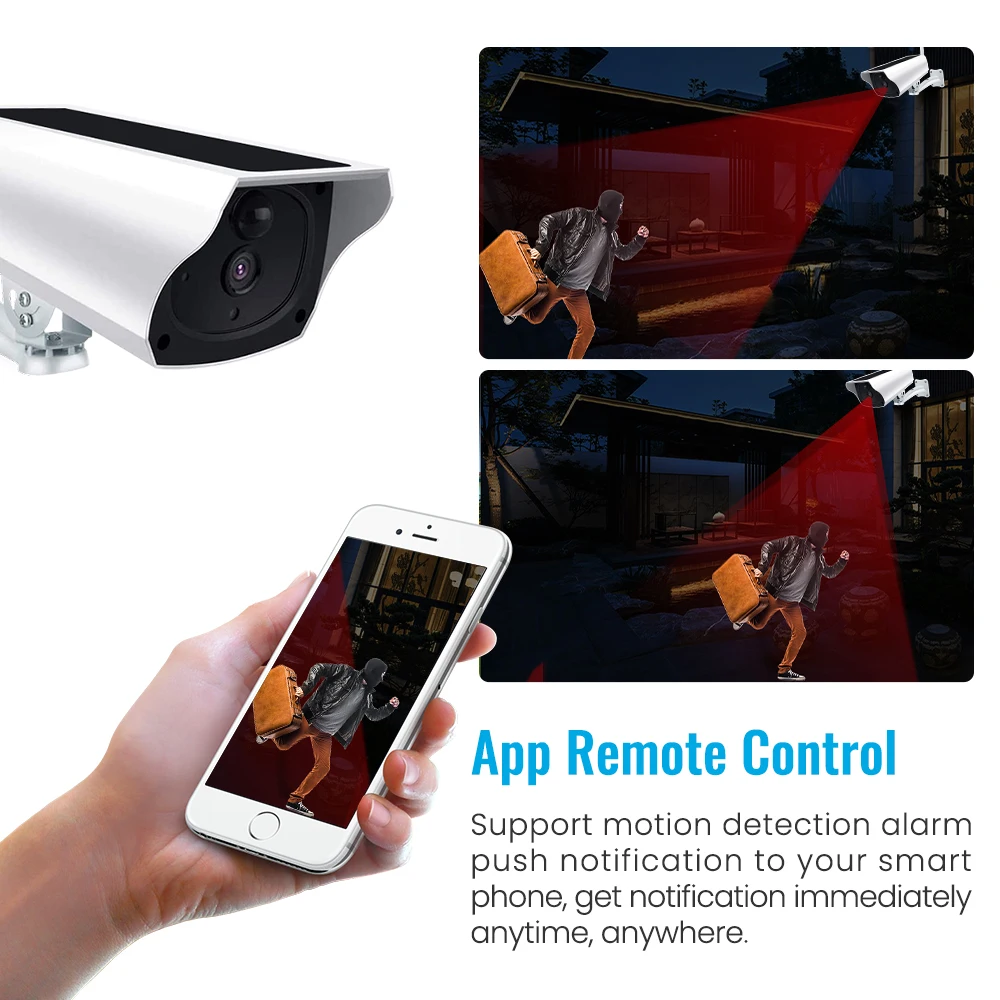 

HD 1080P Solar Powered Wireless WIFI Outdoor CCTV Security PIR Camera