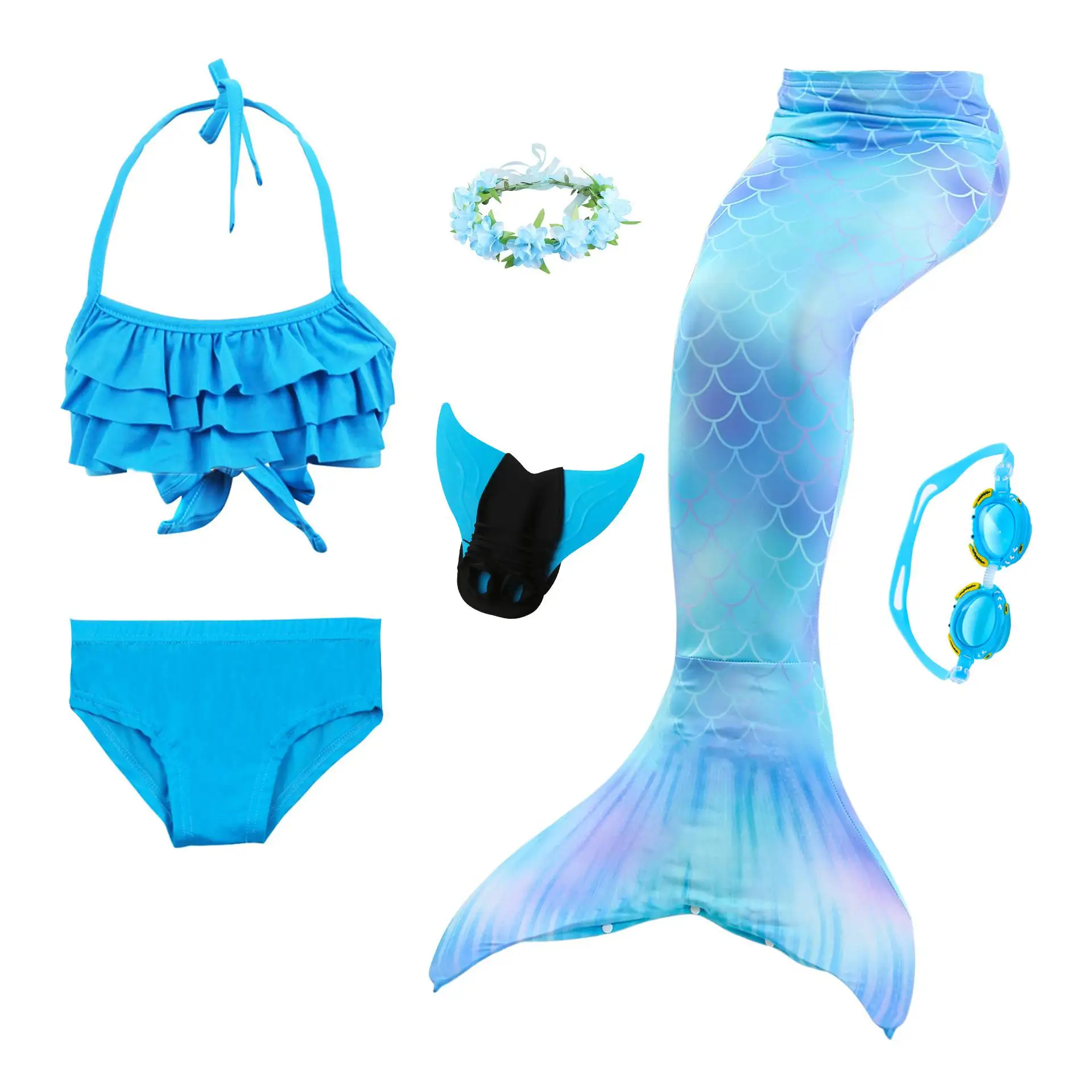 

Hot Girls Kids Bikini Mermaid Tail with Finned for Swimming Children Split Swimsuit Mermaid Tail g Swimwear Cosplay Costume Wigs
