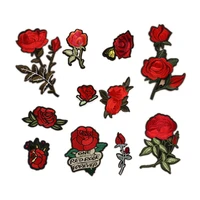 11pcs flower rose embroidered iron on patches for clothing patch applique stickers stripes for clothes ironing badges wedding