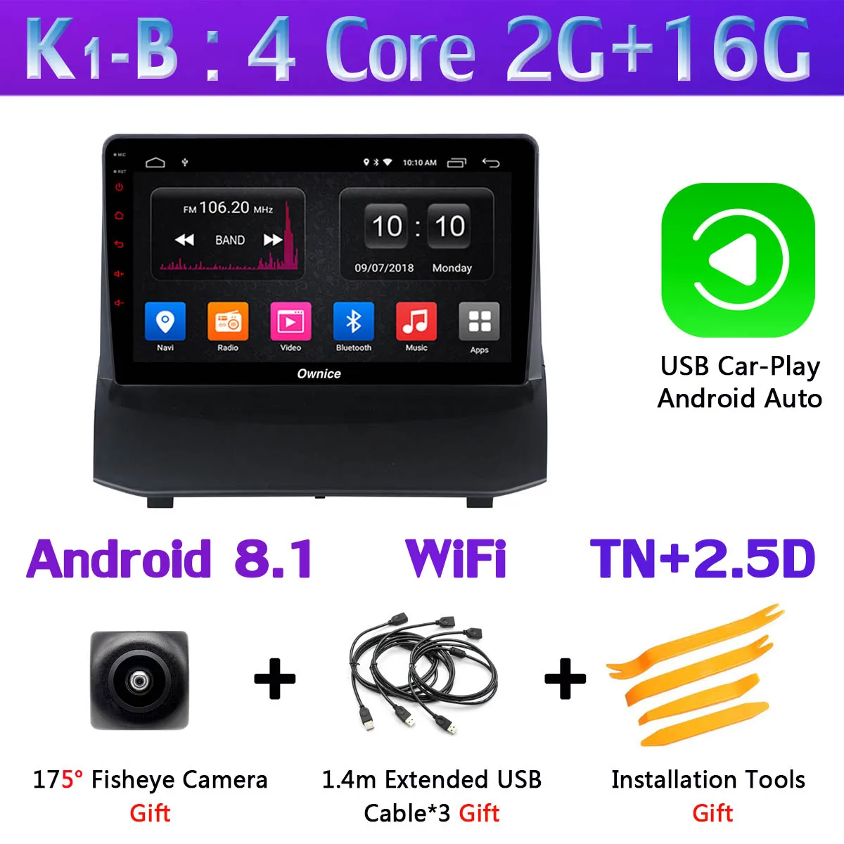 K1-B-CarPlay 360°4×DVR камера 4G LTE WiFi 8 ядерный Android 9,0 4G+ 64G SPDIF DSP CarPlay Автомобильный плеер для Ford Fiesta 2009- gps радио - Цвет: K1-B-CarPlay