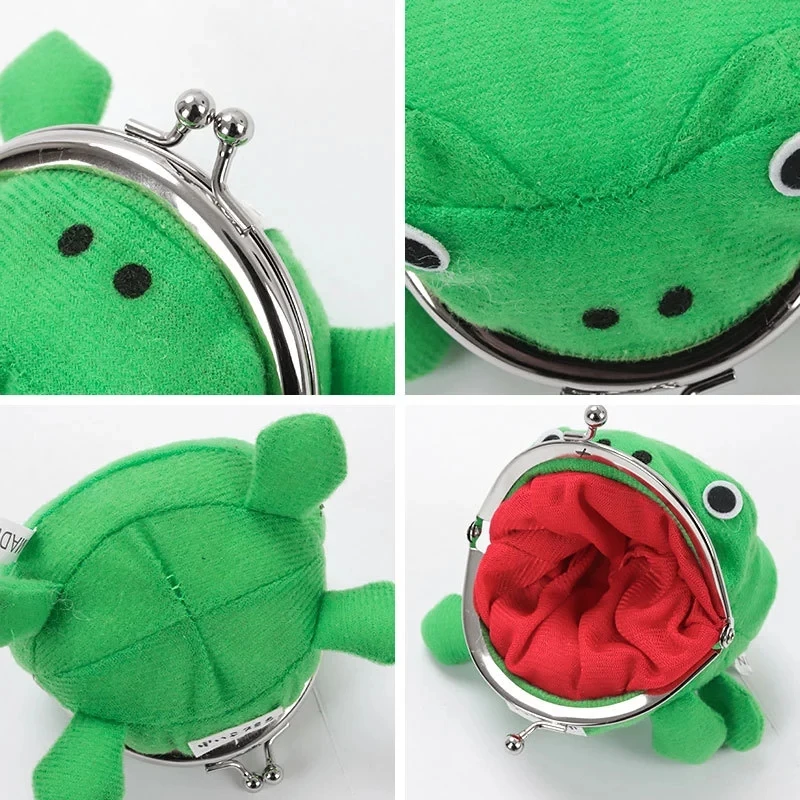 20Pcs/Lot Frog Wallet Coin Purse Keychain Anime Plush Frog Cartoon Flannel Wallet Key Holder Cosplay Toy School Prize Wholesale