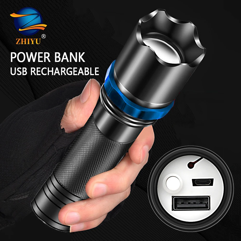 

Портативный светодиодный светильник-вспышка Zoom встроенный USB перезаряжаемый аккумулятор 3 светильник режимы ing фонарь мотоцикл светильник ...