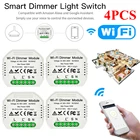 4 шт. 1 комплект DIY Мини Wi-Fi светодиодный диммер модуль Tuya SmartSmart Life приложение дистанционное управление 1 направленный умный выключатель света с регулируемой яркостью