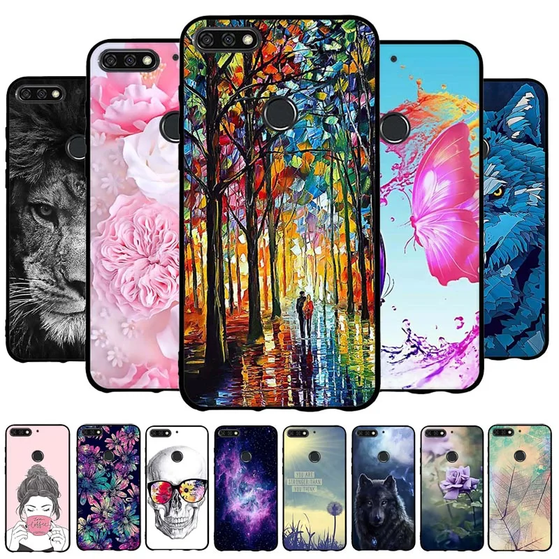 

Soft TPU Case For Huawei Y7 2018 Case Silicon Cute Pattern Covers for huawei Y7 Prime Pro 2018 Case Phone Cover Bumper