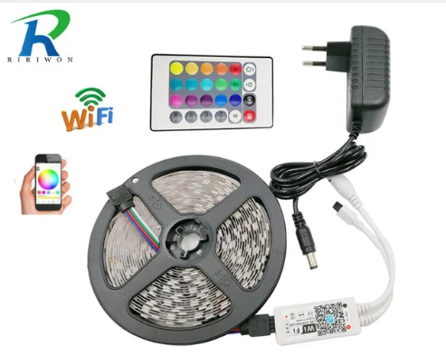 Riri won RGB светодиодный светильник водонепроницаемый SMD5050 2835 60 светодиодный 5 м 10 м светодиодный s ленточный регулятор диодов DC 12 В источник питания AC110V 220 В Комплект