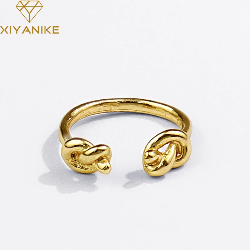 

XIYANIKE 925 Sterling Silver Twisted Knotted Braided Ring Female Fashion Simple Temperament Jewelry Prevent Allergy Drop Ship