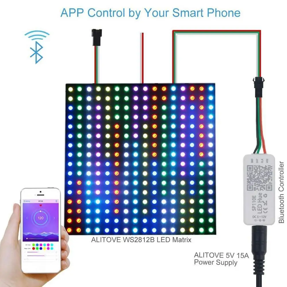 

Полноцветная световая полоса Sp110e 1903, Bluetooth-Контроллер 2812 с программируемой подсветкой для телефона, 5 В, 12 В, приложение Ws2811 Mobile Q4k6