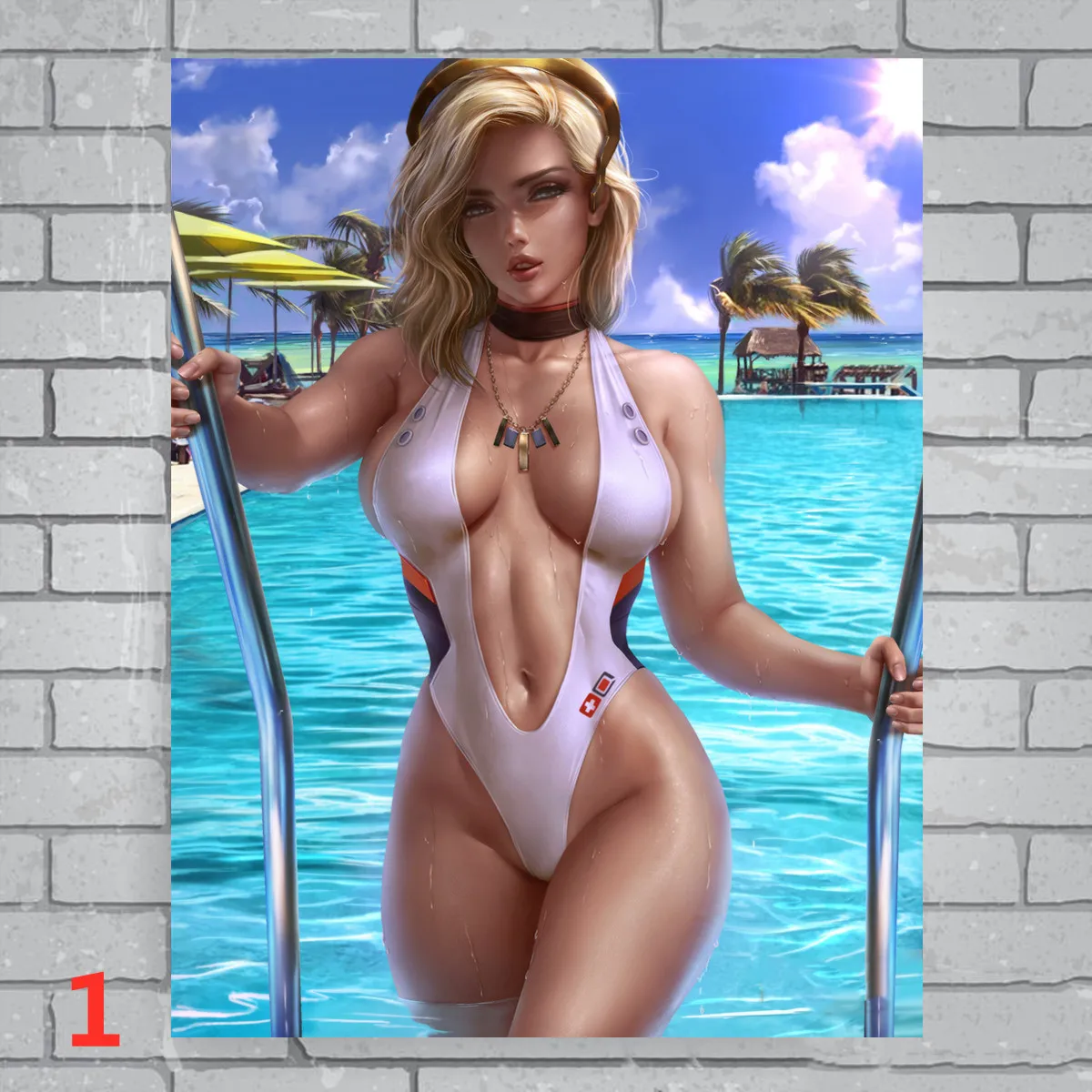 Постер Overwatch Mercy Game сексуальный купальник красивый аниме постер Картина на холсте