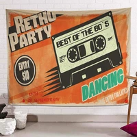 retho party dancing banners flags wall hanging vintage tape music poster canvas painting wall art tapestry bar cafe home decor