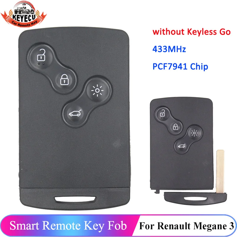 KEYECU дистанционный ключ PCF7941 чип 433 МГц для Renault Megane 3 Scenic 2009 2010 2011 2012 2013 2014